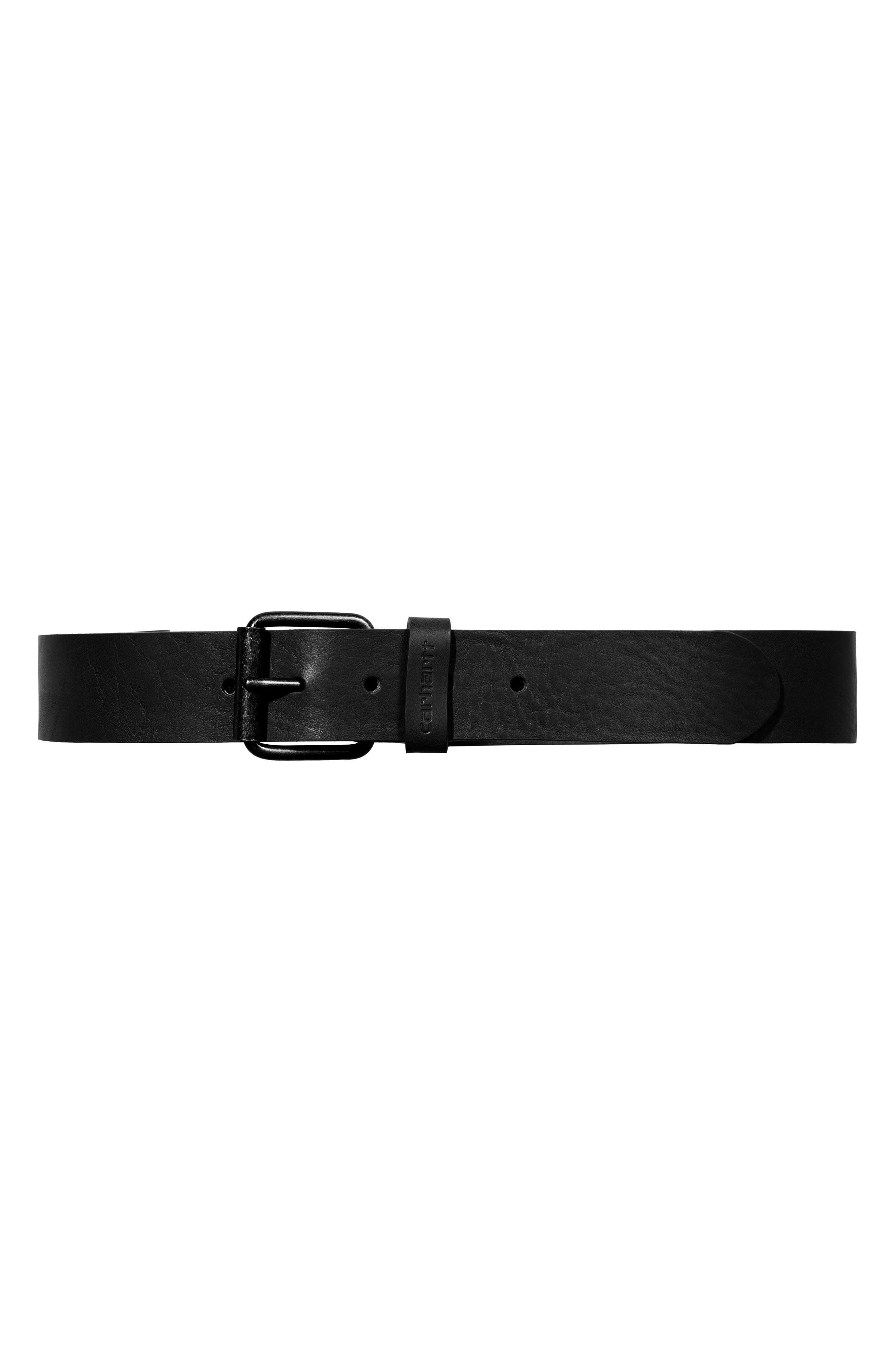 Carhartt Work In Progress Script Leather Belt in Black /Black at Nordstrom - 1