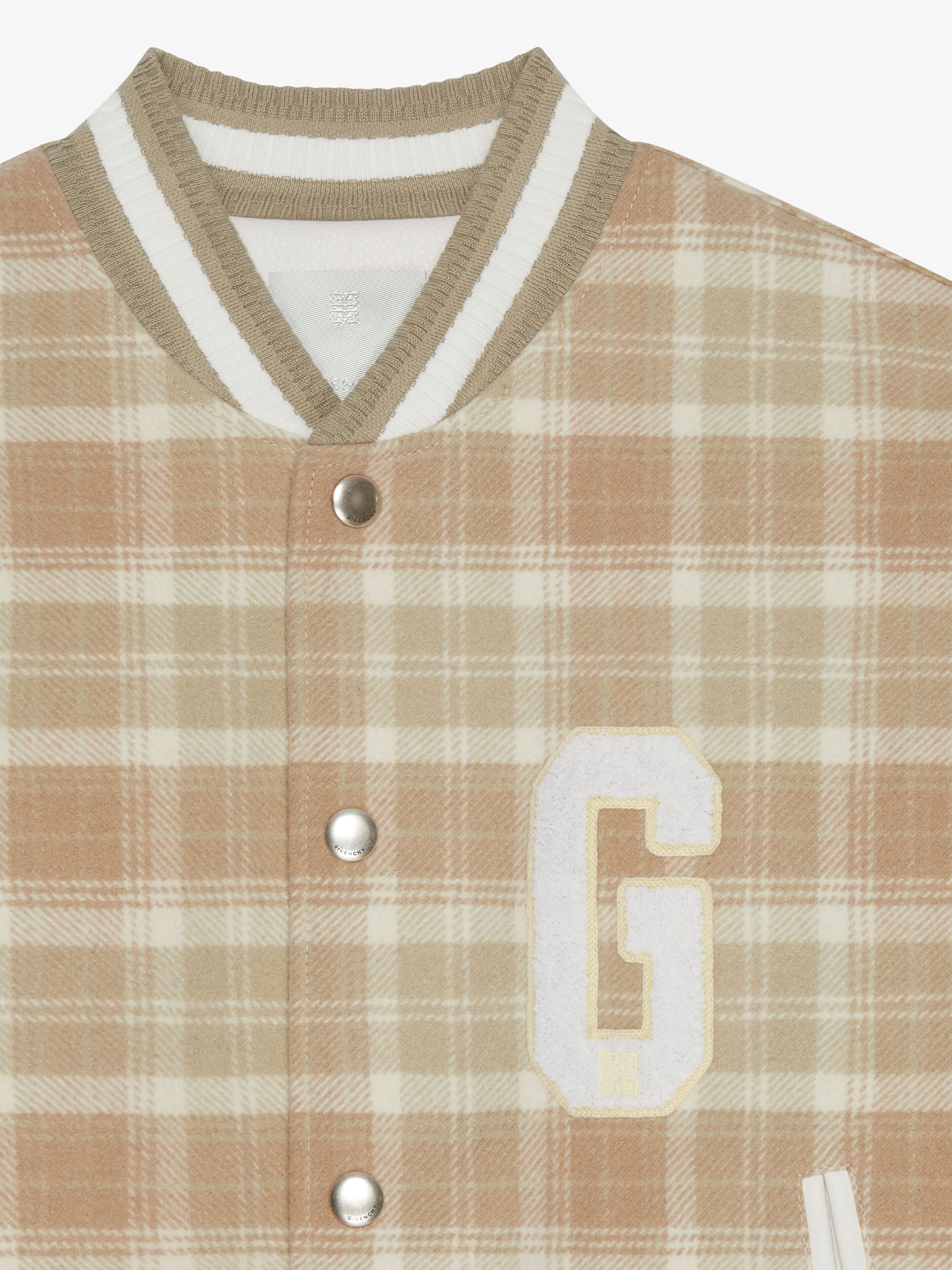 GIVENCHY CHECKED VARSITY JACKET IN WOOL AND LEATHER - 5