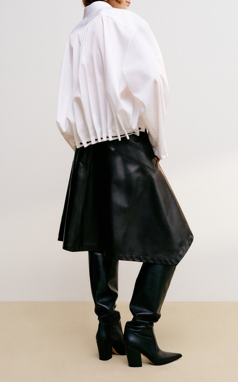 BRANDON MAXWELL The Leland Eyelet Satin-Poplin Shirt white outlook