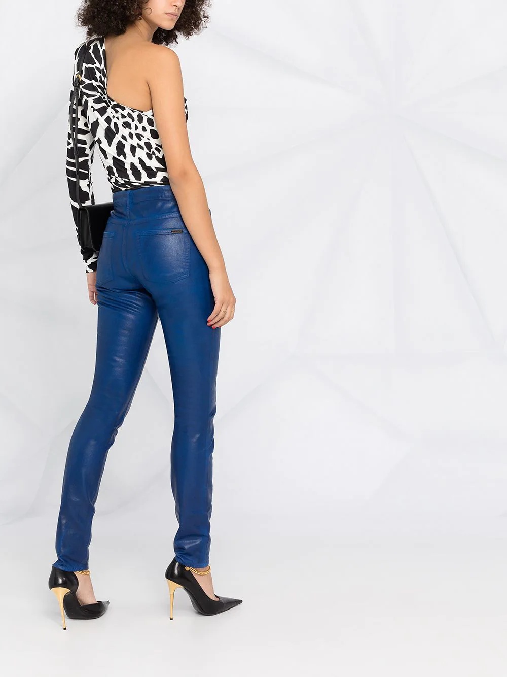 skinny patent style trousers - 6