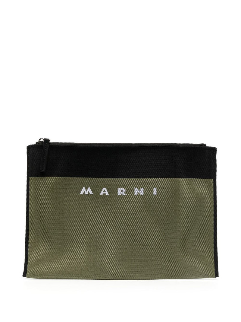 logo-jacquard clutch bag 1