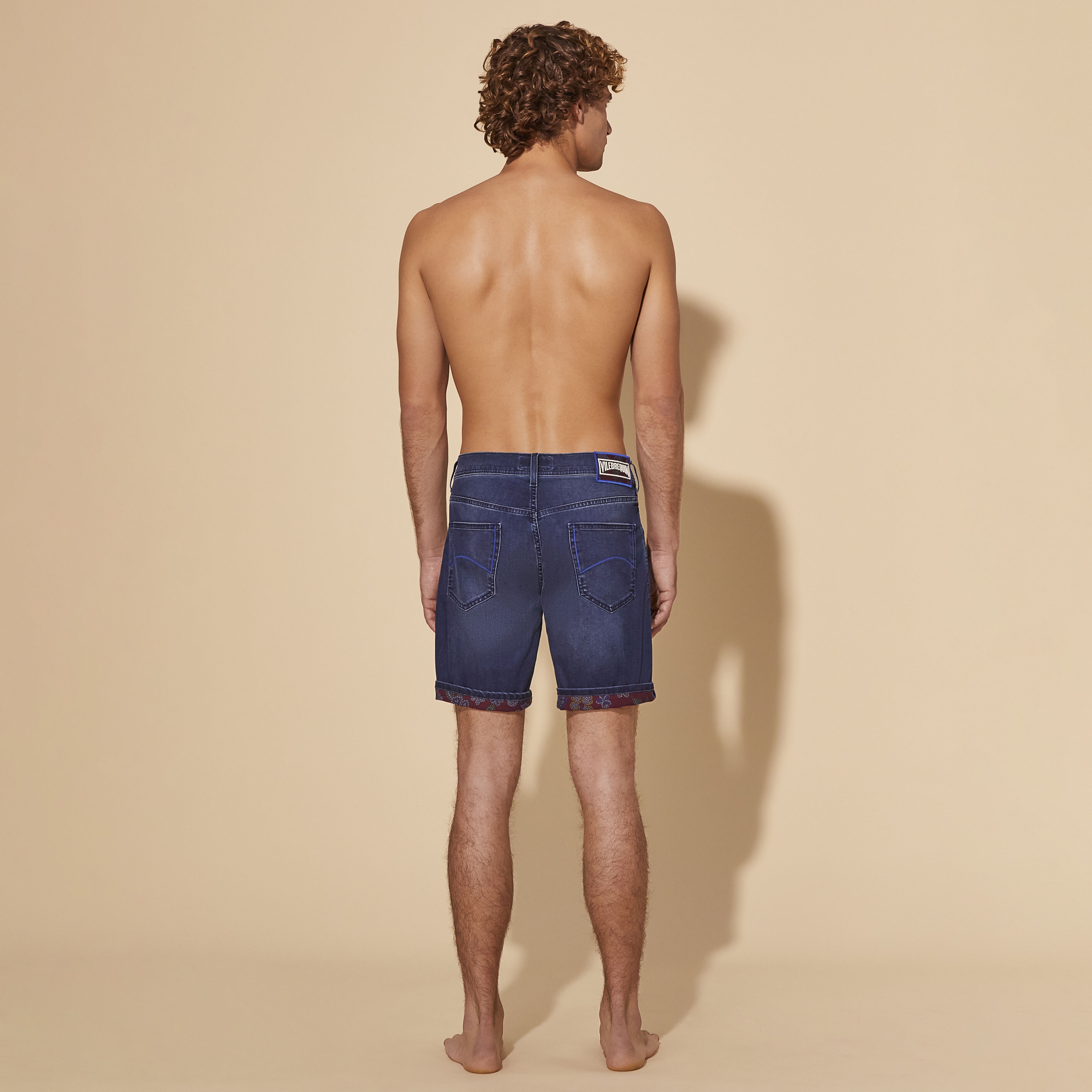 Men 5-Pockets Denim Bermuda Shorts Mosaïque - 4