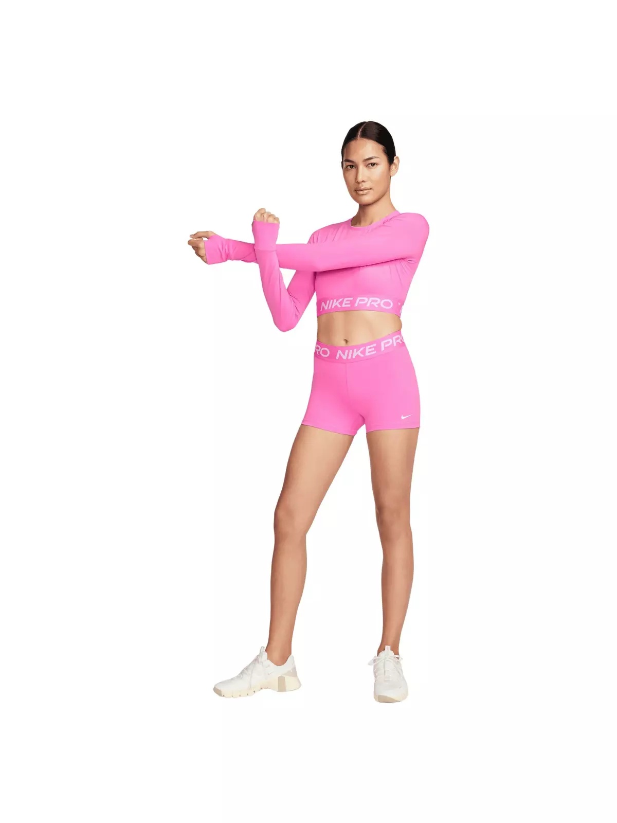 Women's Pro Dri-FIT Cropped Long-Sleeve Top -Pink - 6