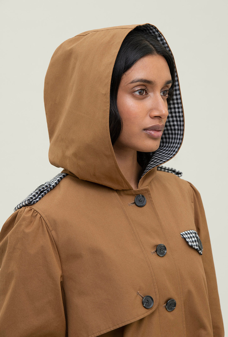 Aspen Trench Coat - Tan/Black Gingham 7