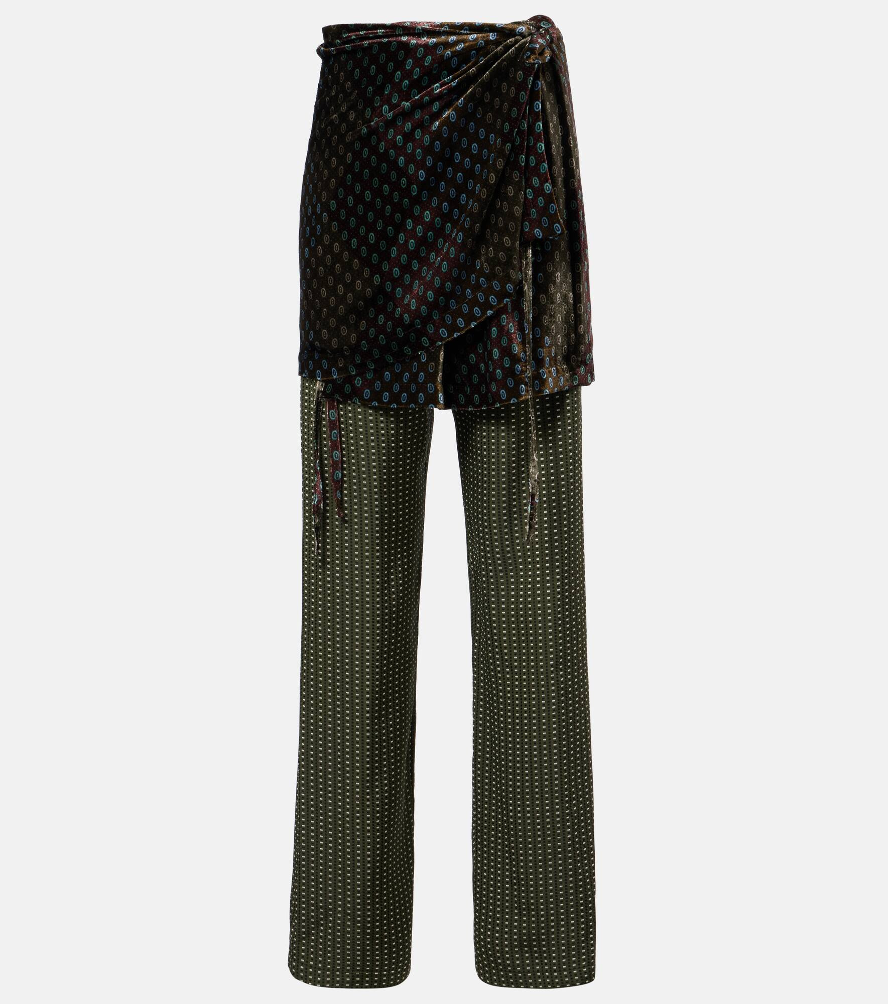 Draped printed wide-leg pants - 1