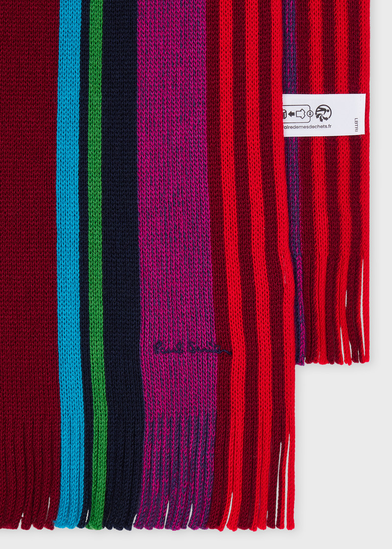 Paul Smith Red Merino Wool Twisted Stripe Scarf outlook