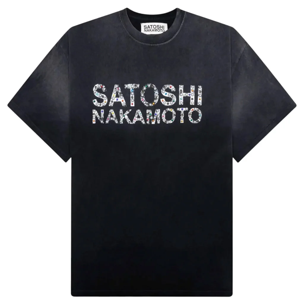 STUDDED LOGO TEE - WASHED BLACK - 1