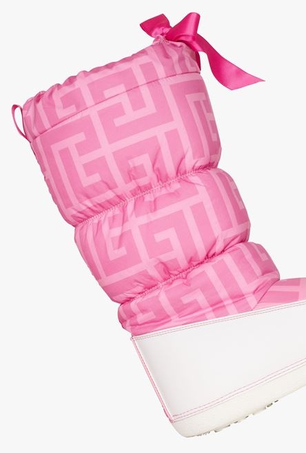 Balmain x Barbie - Quilted nylon Toundra after-ski boots with pink and white Balmain monogram print - 6