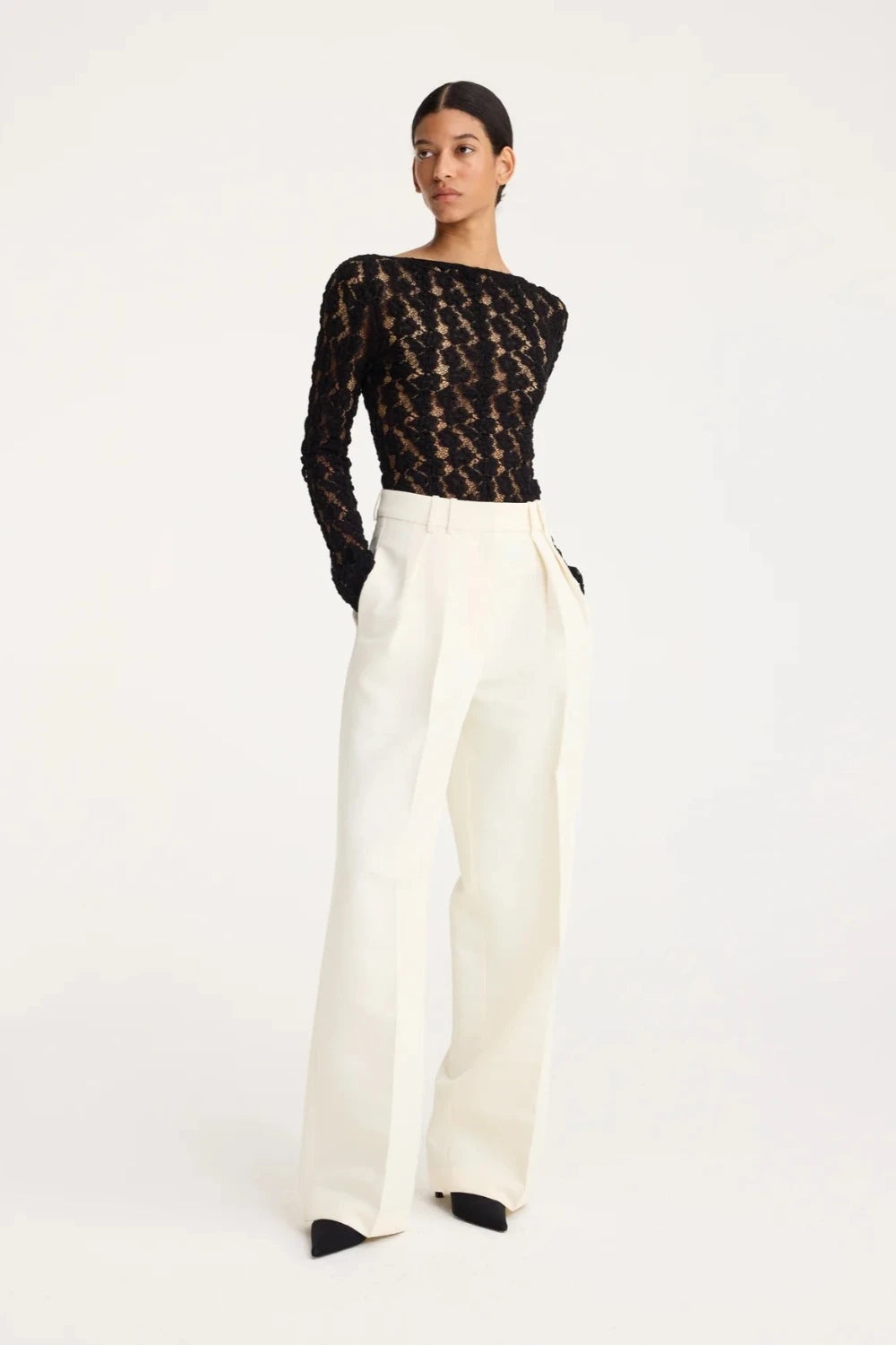 Lace Boat Neck Top - 2