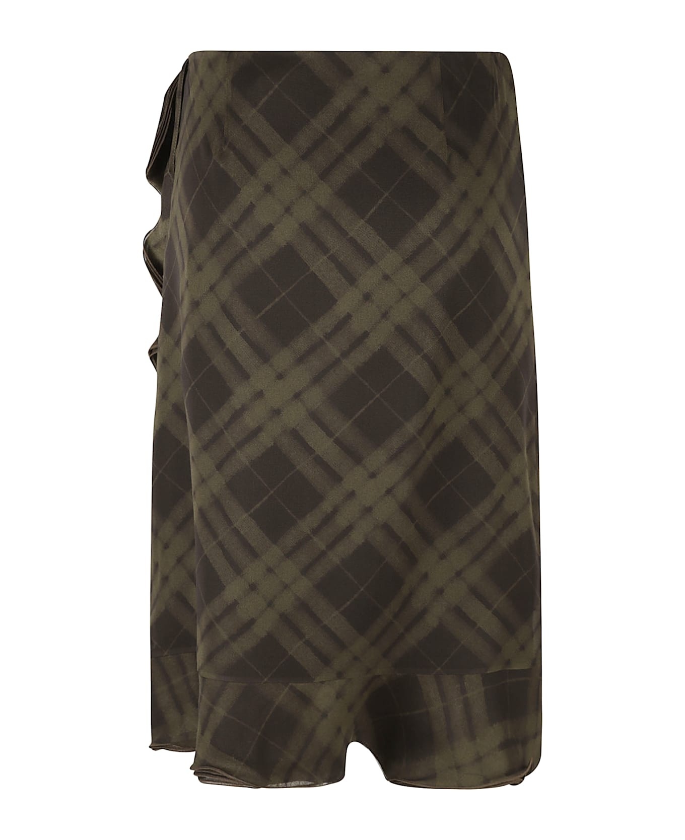 Ruffle Detail Check Patterned Skirt - 2