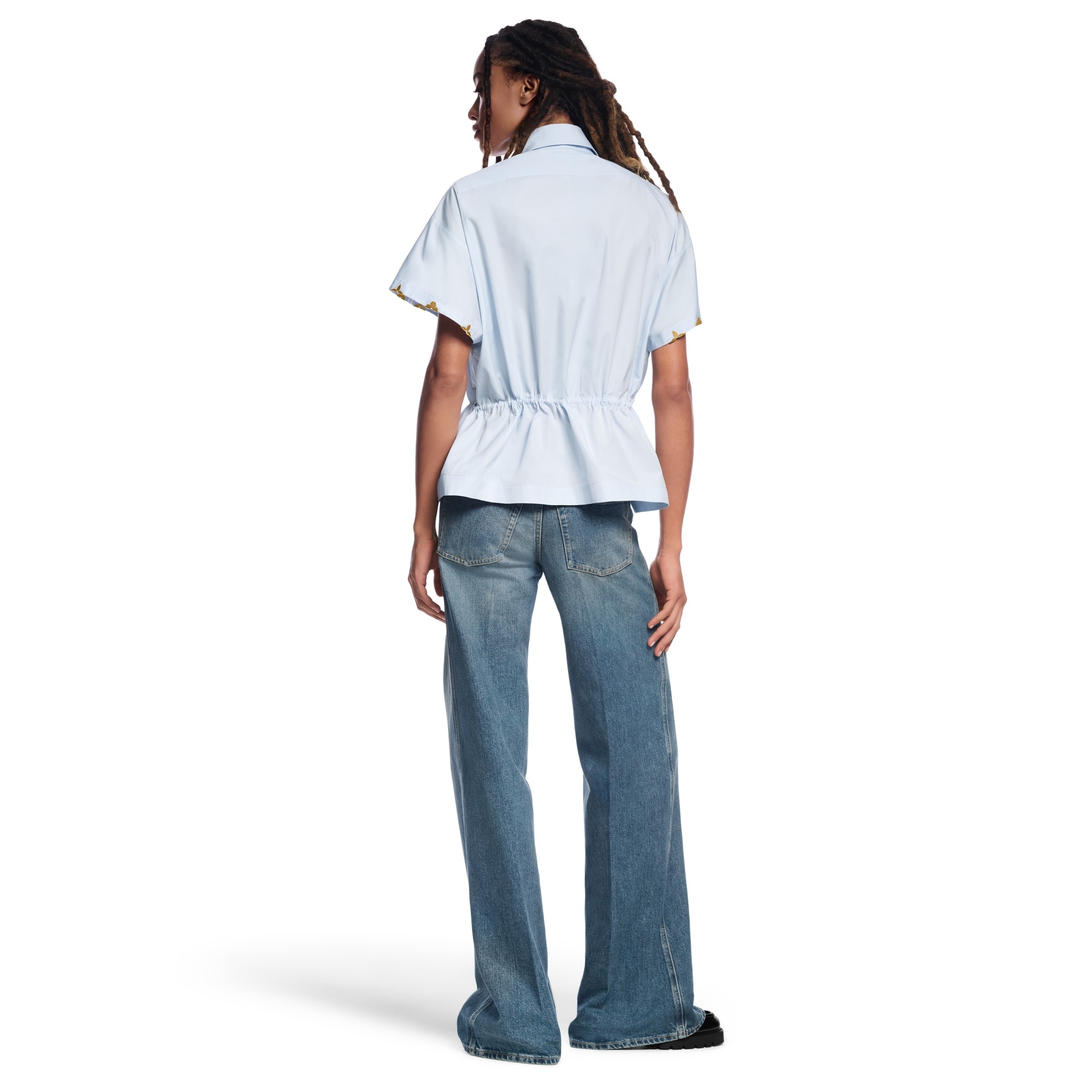 Drawstring Waist Cotton Poplin Shirt - 3
