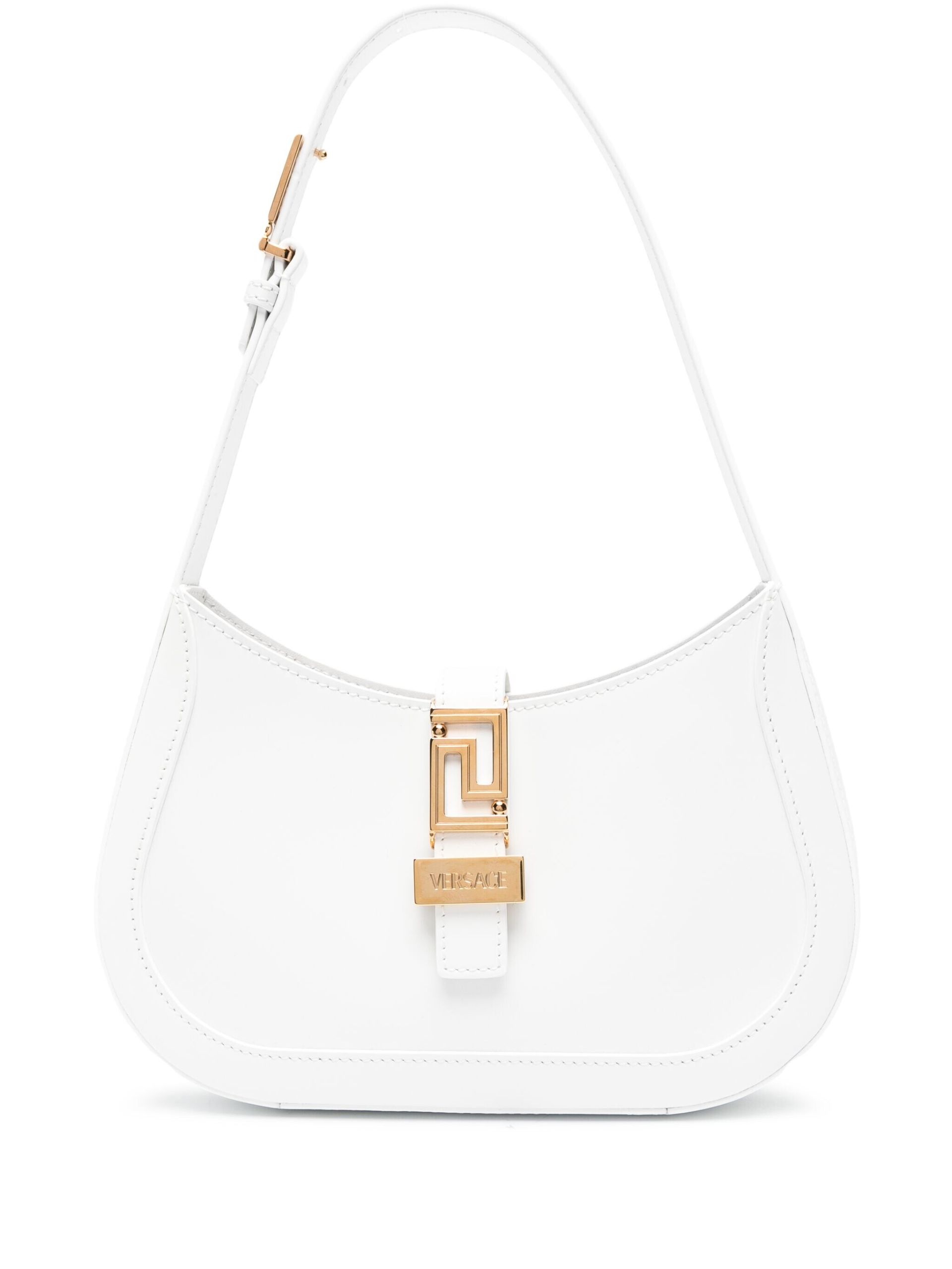 White Greca Goddess Leather Shoulder Bag - 1