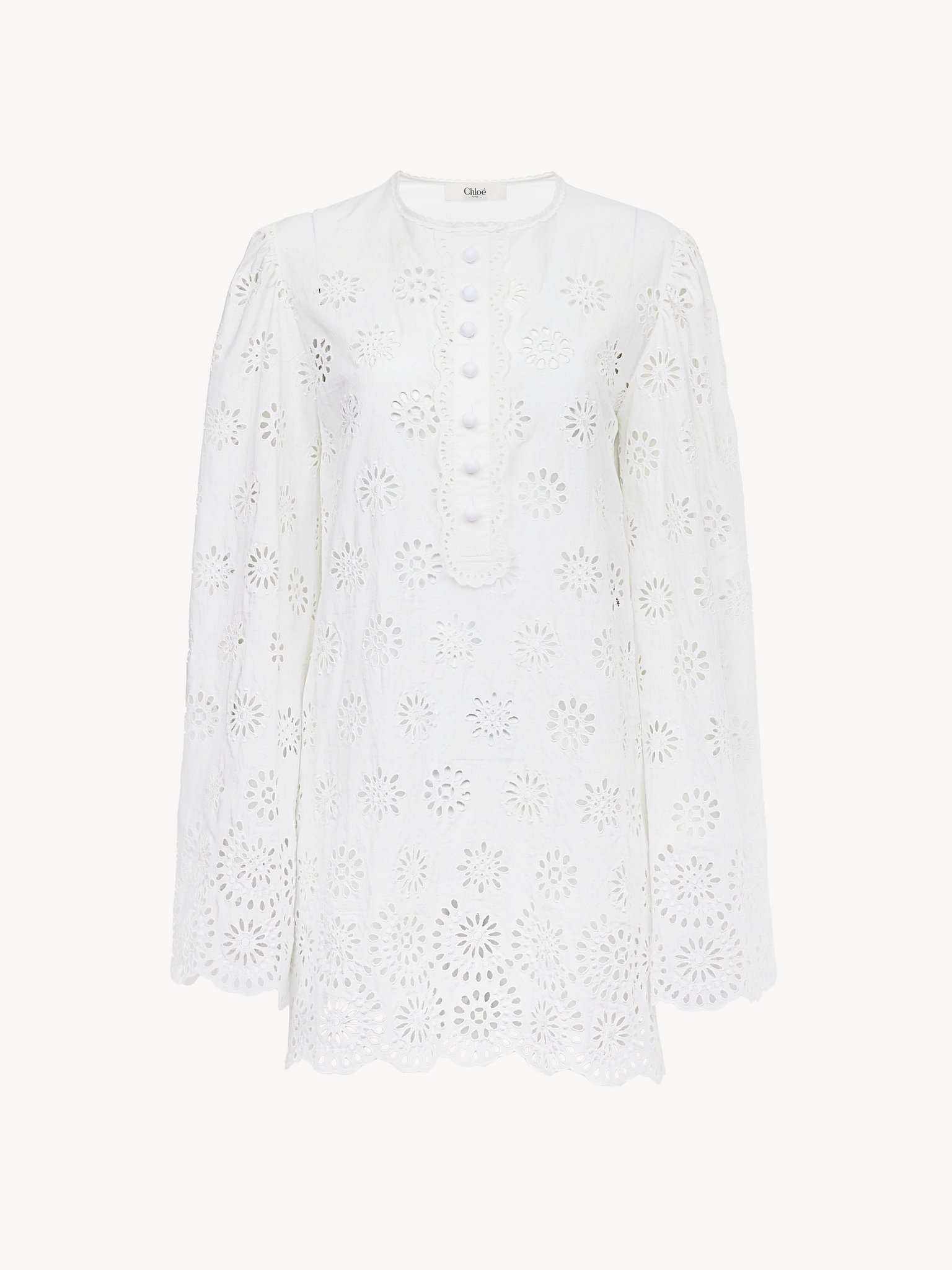 LONG-SLEEVE MINI DRESS IN COTTON VOILE - 2