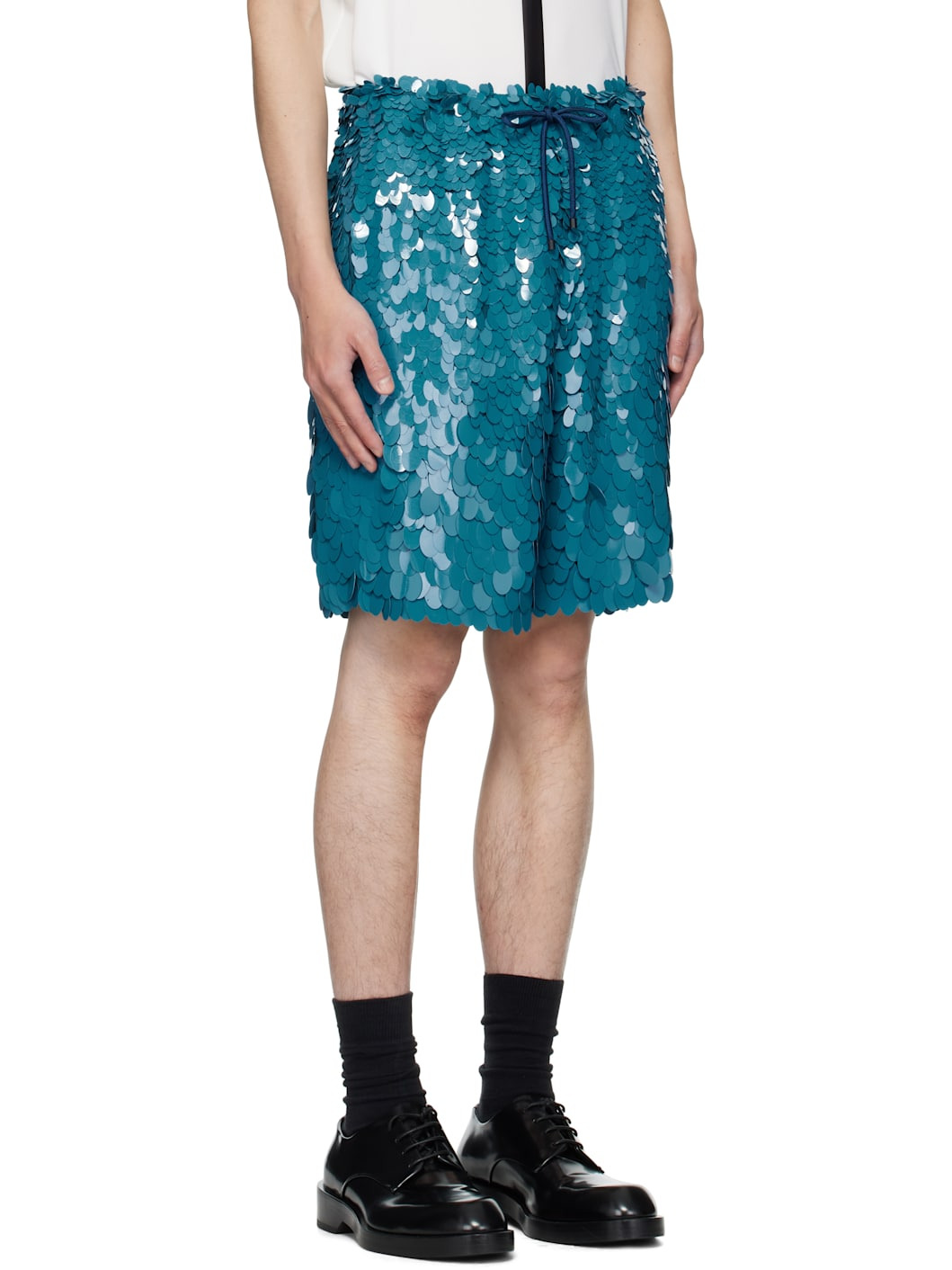 Blue Embellished Shorts - 2