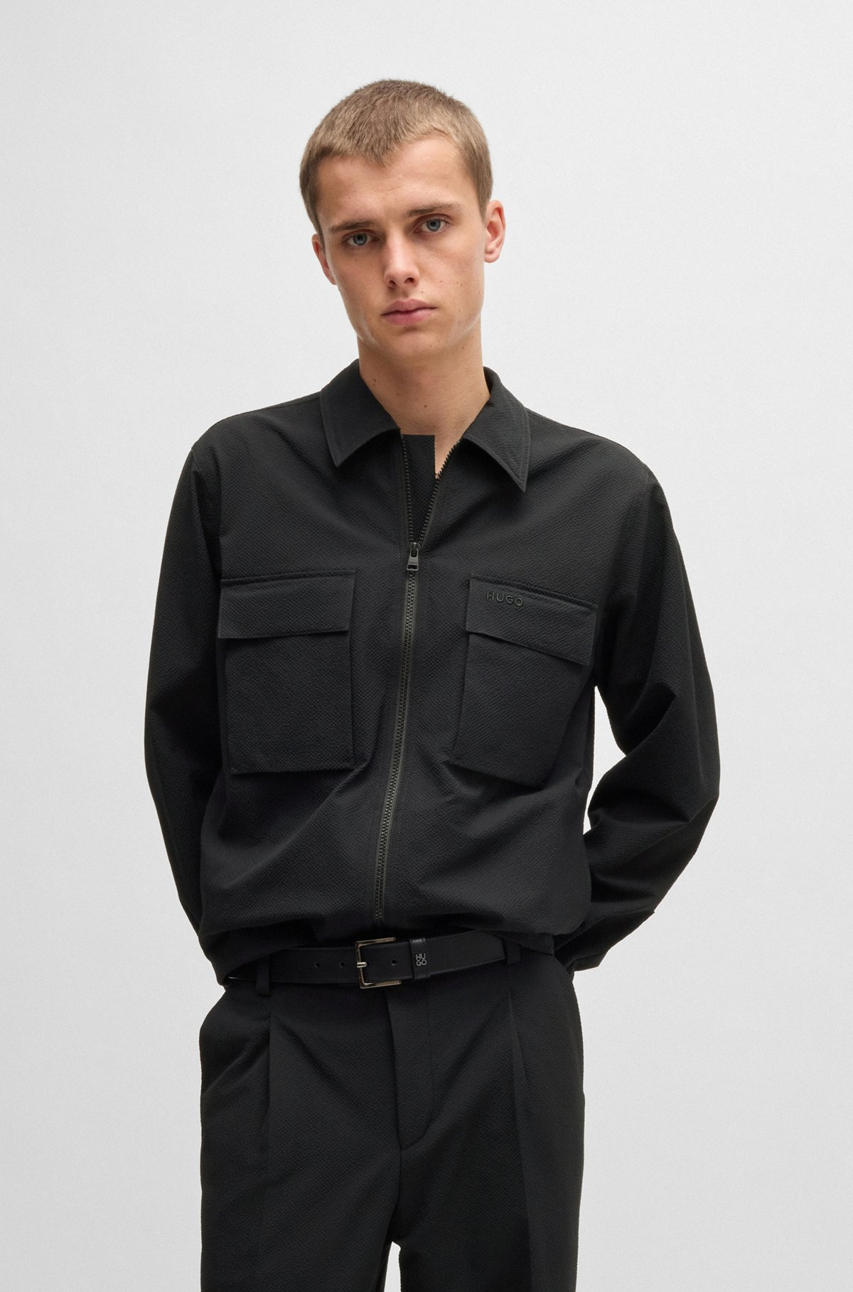 OVERSIZE-FIT OVERSHIRT IN WATER-REPELLENT SEERSUCKER - 2