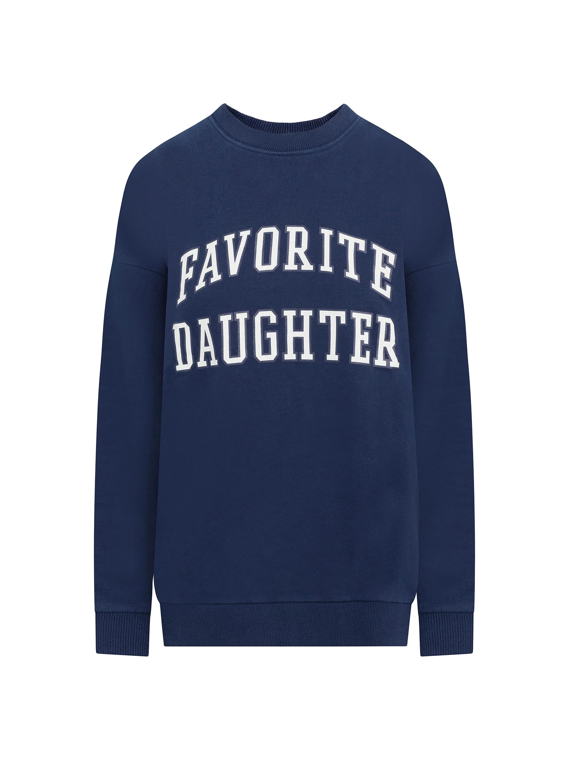 Women's Collegiate Oversized Logo Cotton-Blend Sweatshirt - Navy - 1
