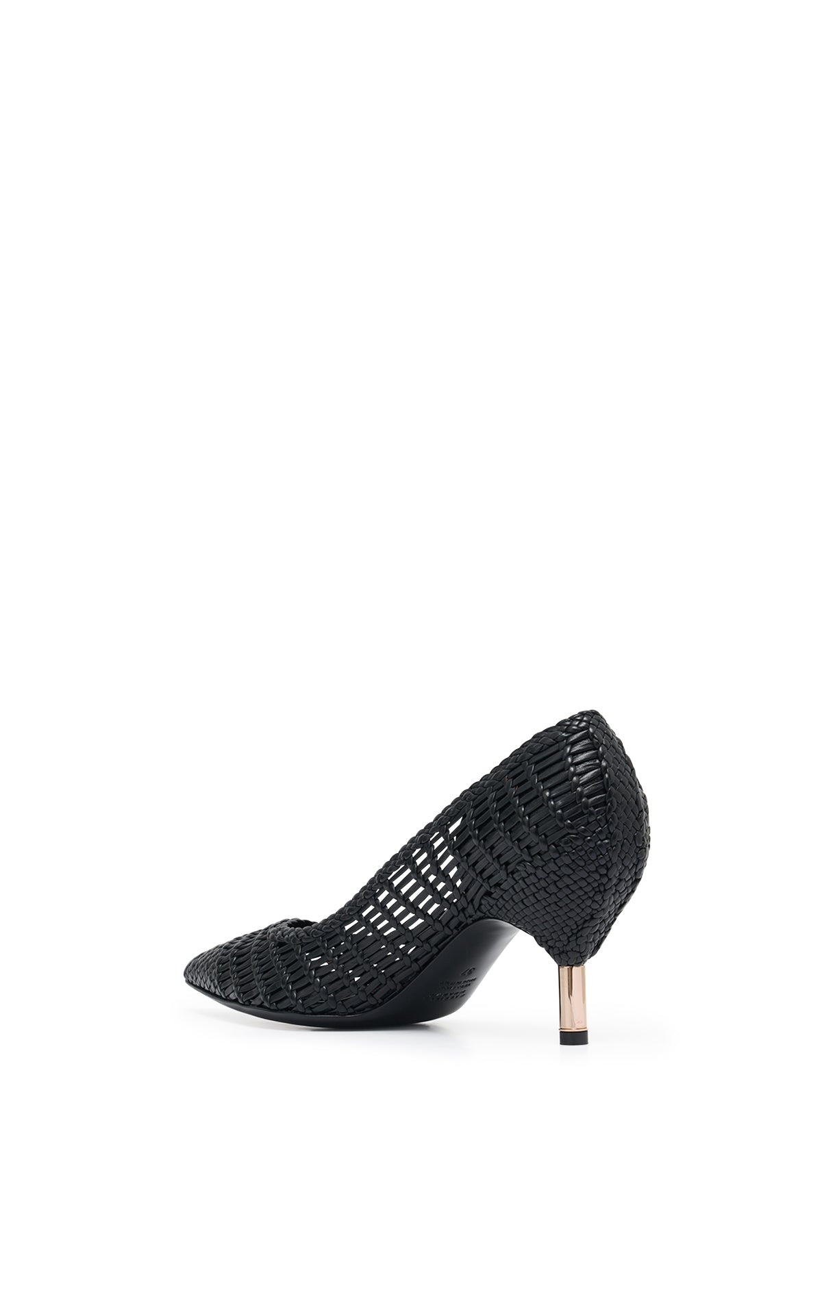 Andrea Braided Pump in Black Leather - 3
