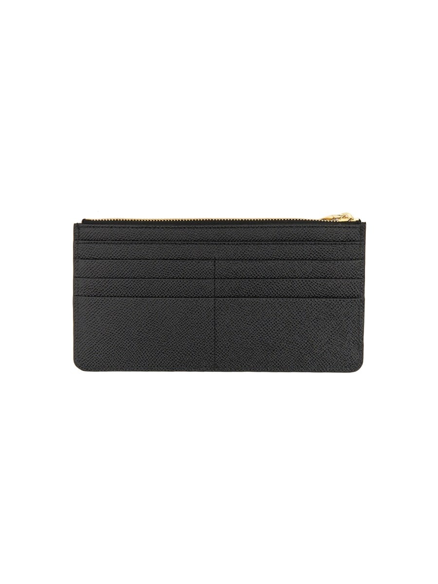 PORTACARTE LARGE IN PELLE DAUPHINE CON ETICHETTA LOGO - 2