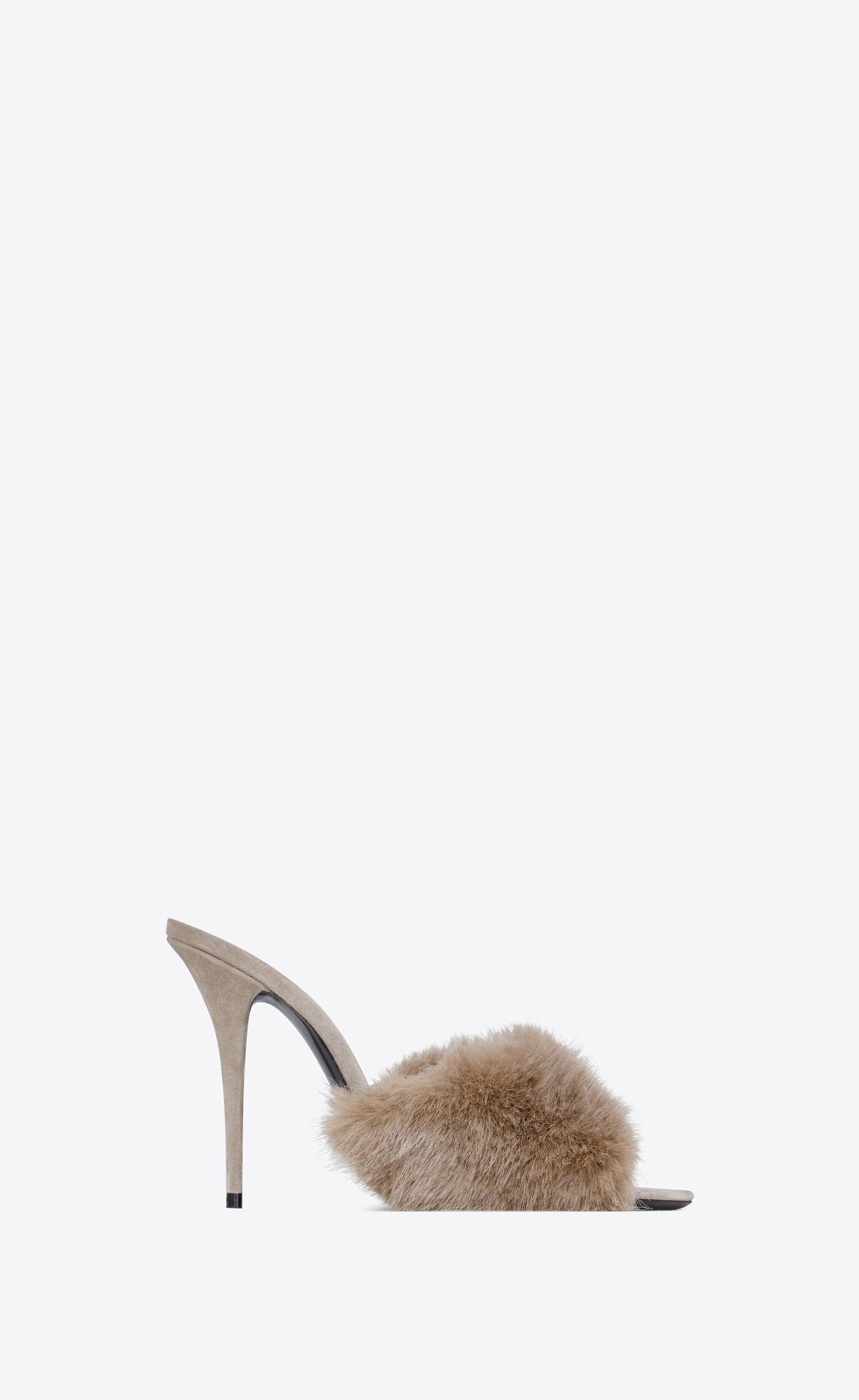 la 16 mules in animal-free fur and suede - 1