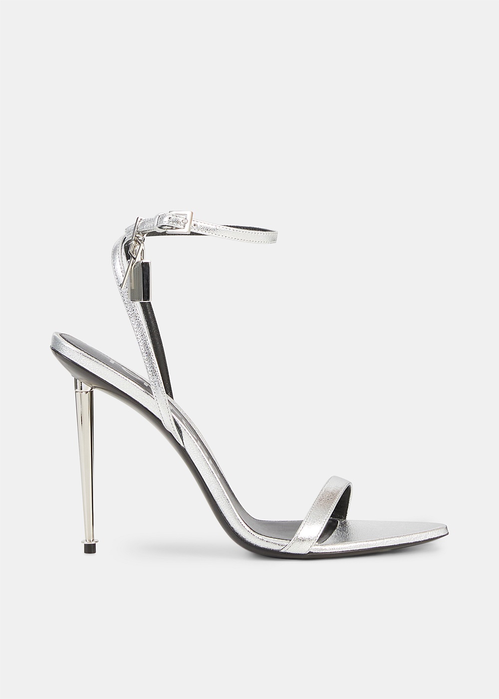 Laminated Nappa Padlock Pointy Naked Sandal - 1