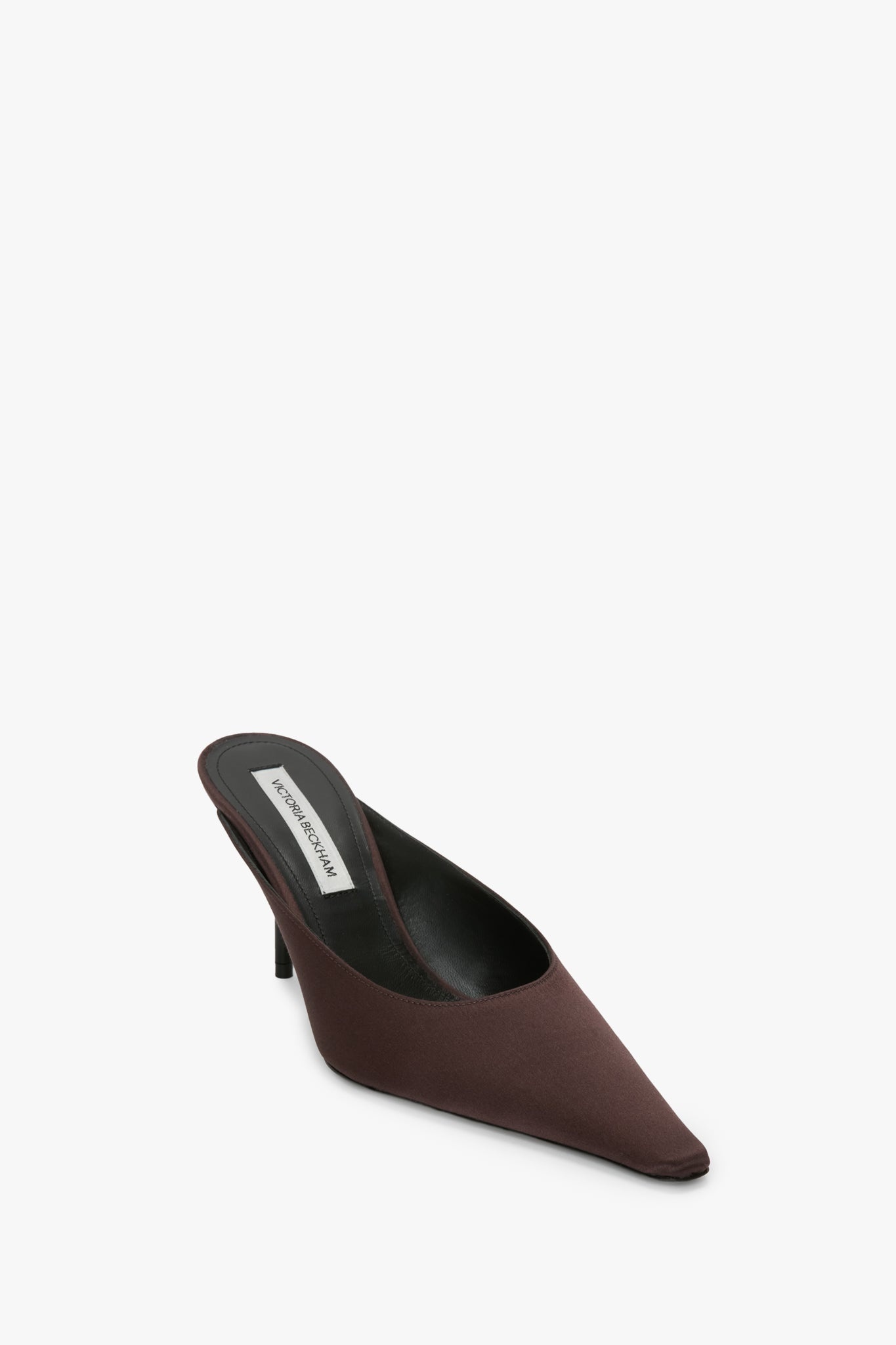 Sloan Stiletto Mule In Dark Brown Satin - 2
