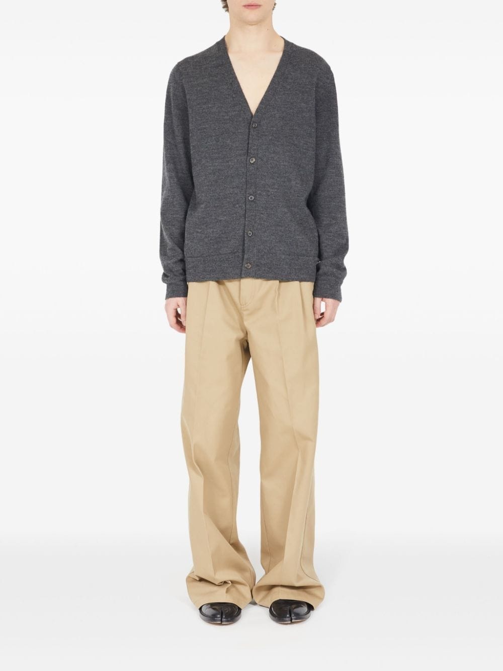 elbow-patch fine-knit cardigan - 2