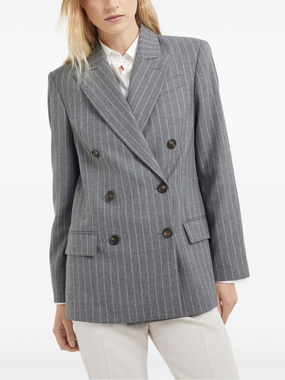 pinstripe double-breasted blazer - 3