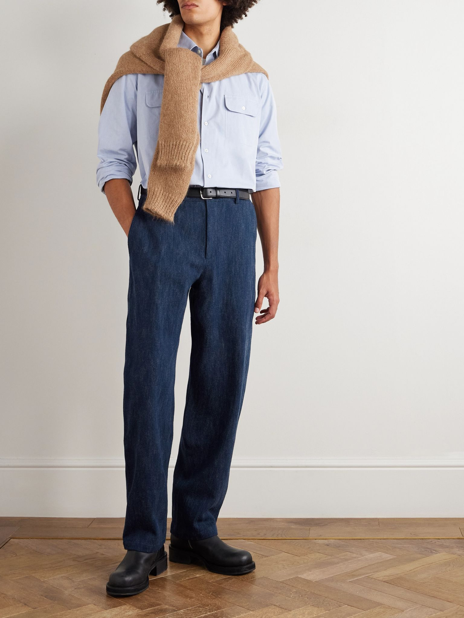 Balloon Tapered Cotton and Virgin Wool-Blend Trousers Blue - 2