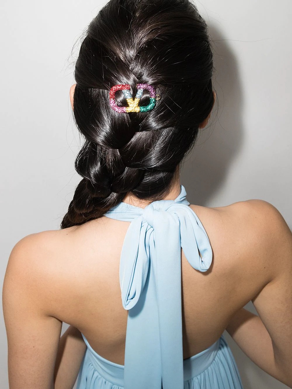 VLogo crystal-embellished hairclip - 2