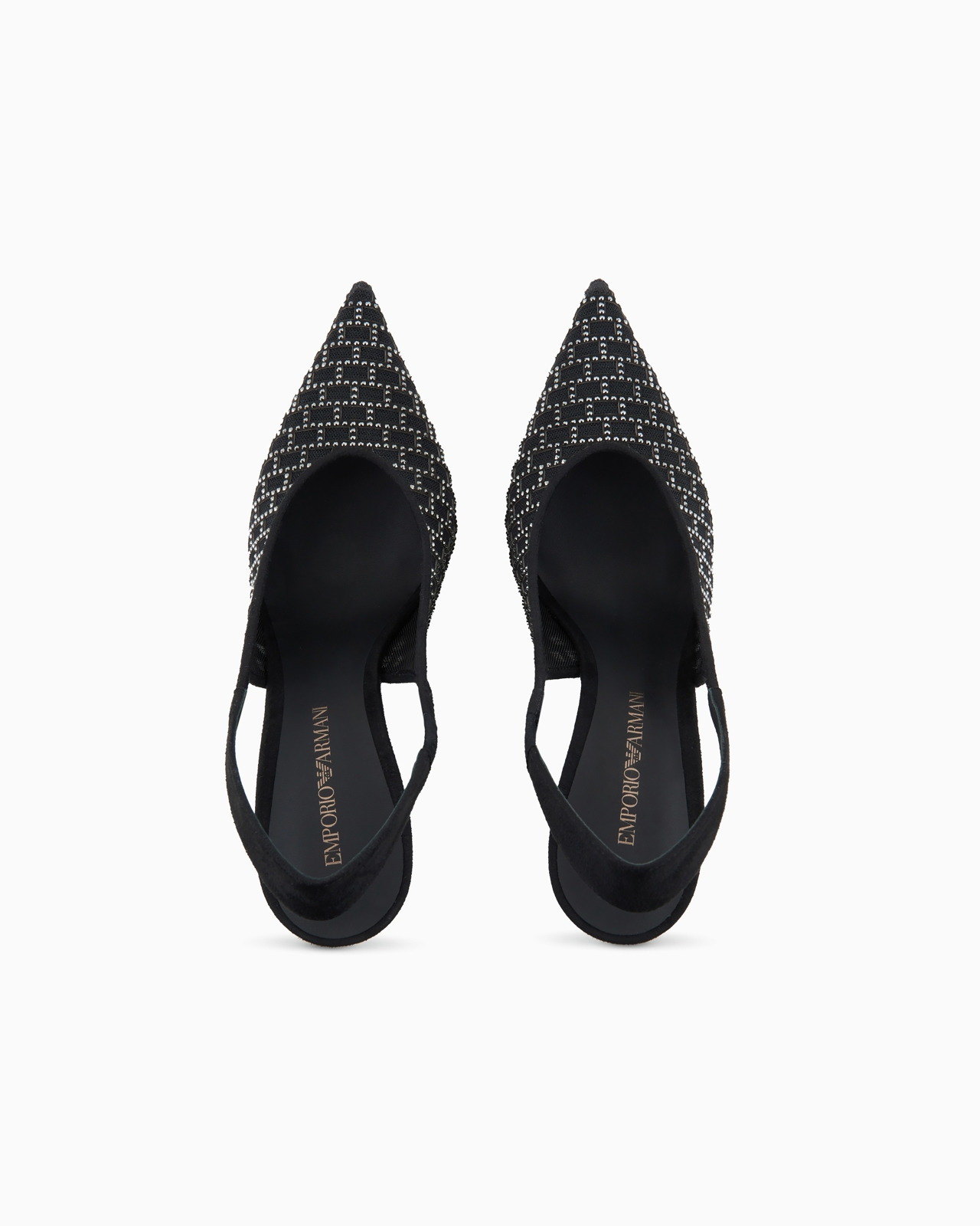 Pointed slingback court shoes with graphic rhinestone pattern - 3