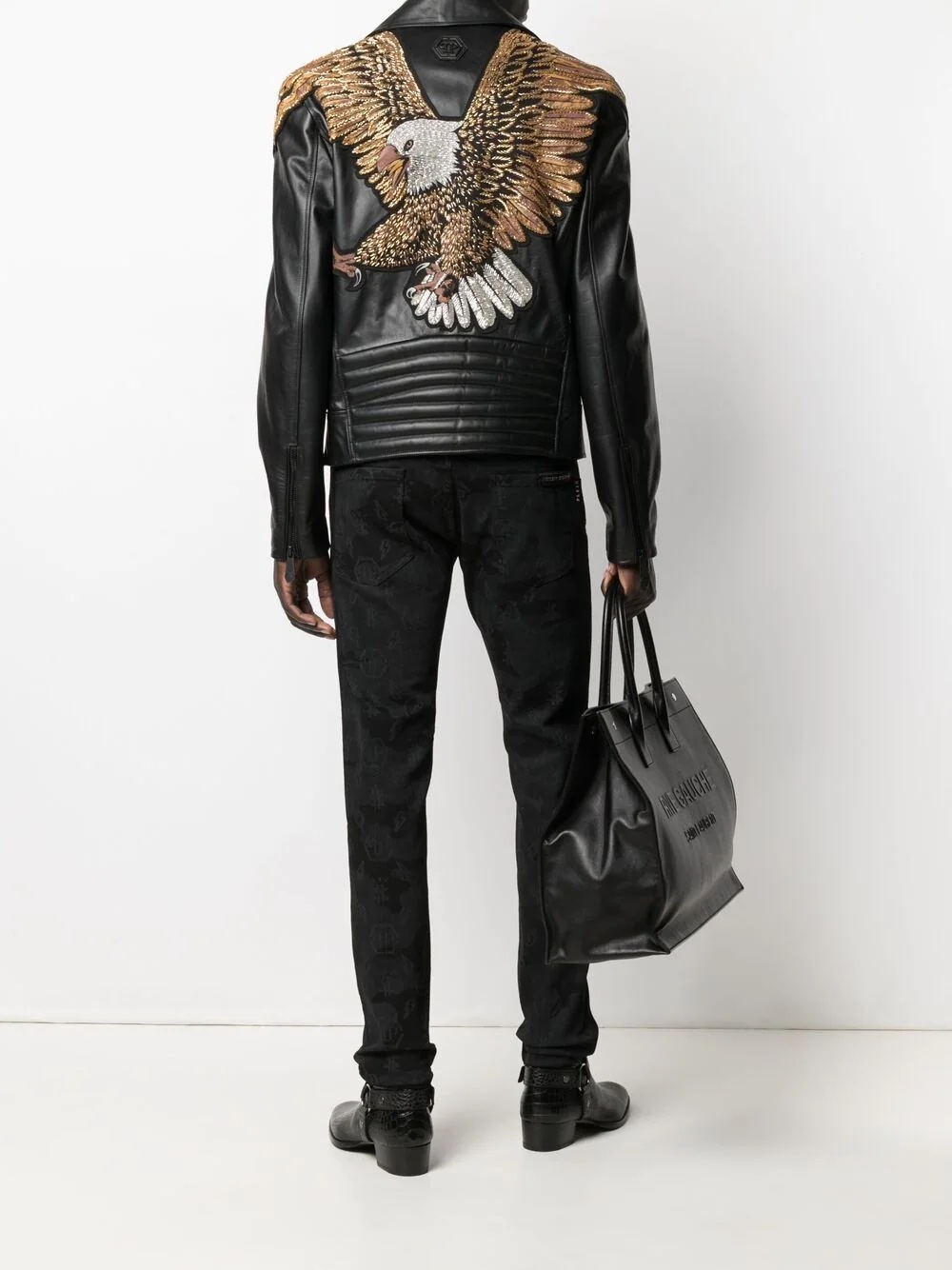 Golden Eagle embroidered leather jacket - 2