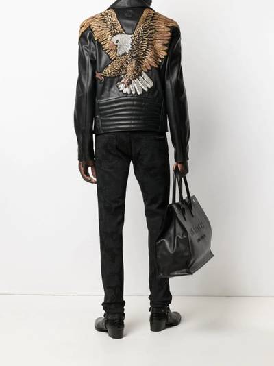 PHILIPP PLEIN Golden Eagle embroidered leather jacket outlook