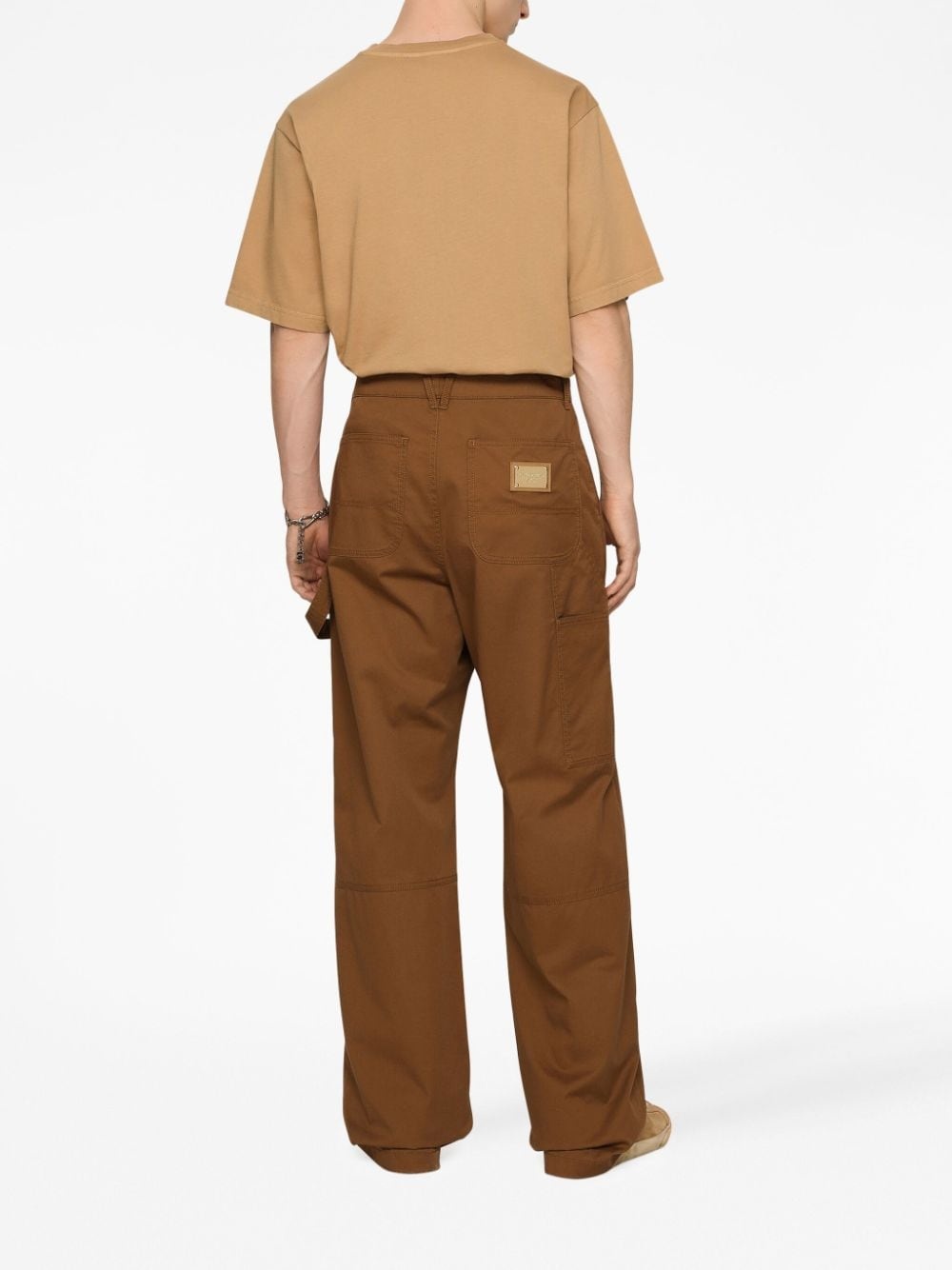 logo-patch straight-leg trousers - 4