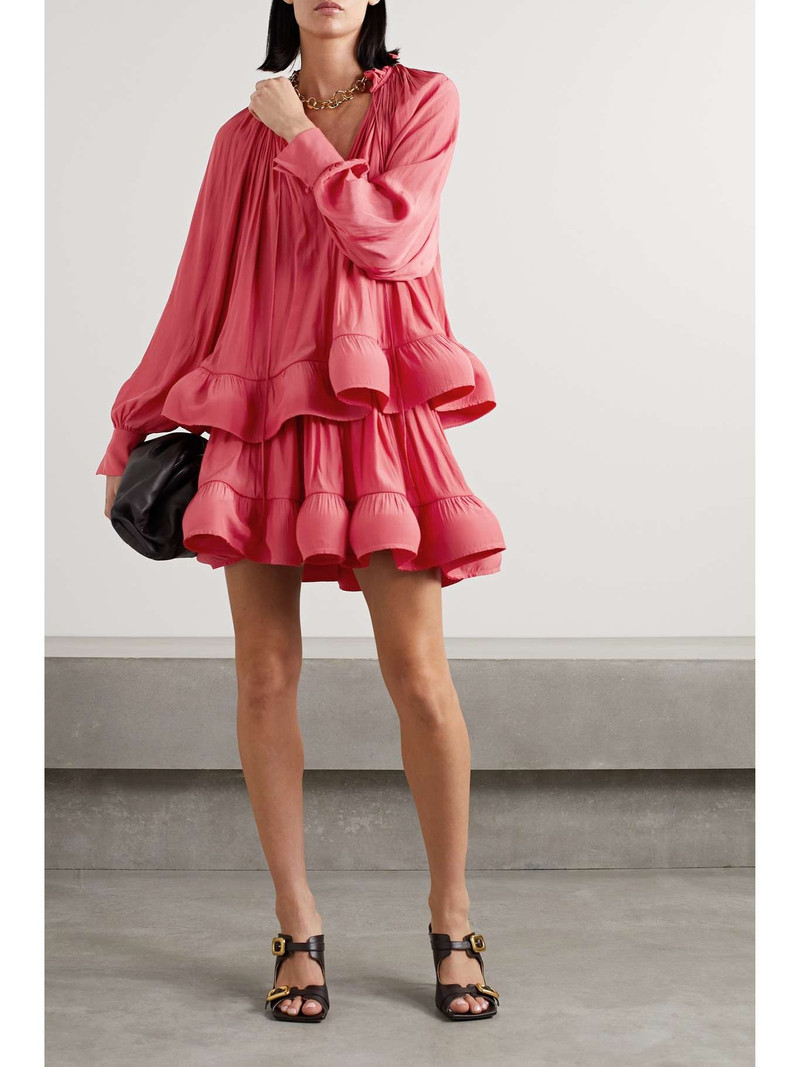 Lanvin Ruffled gathered charmeuse mini skirt outlook