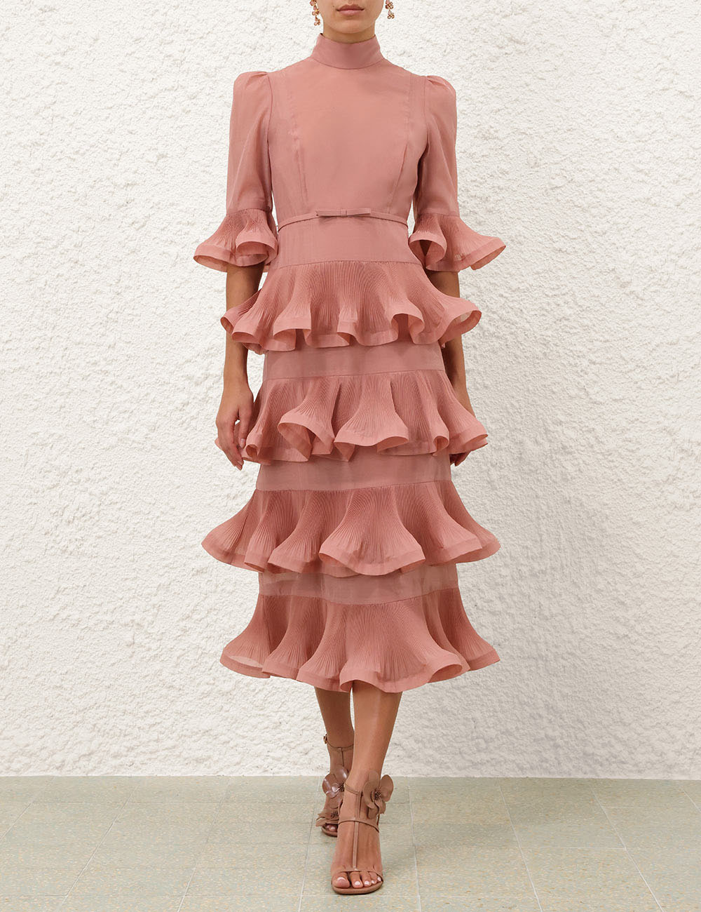 PLEATED SLEEVED MIDI DRESS - 2