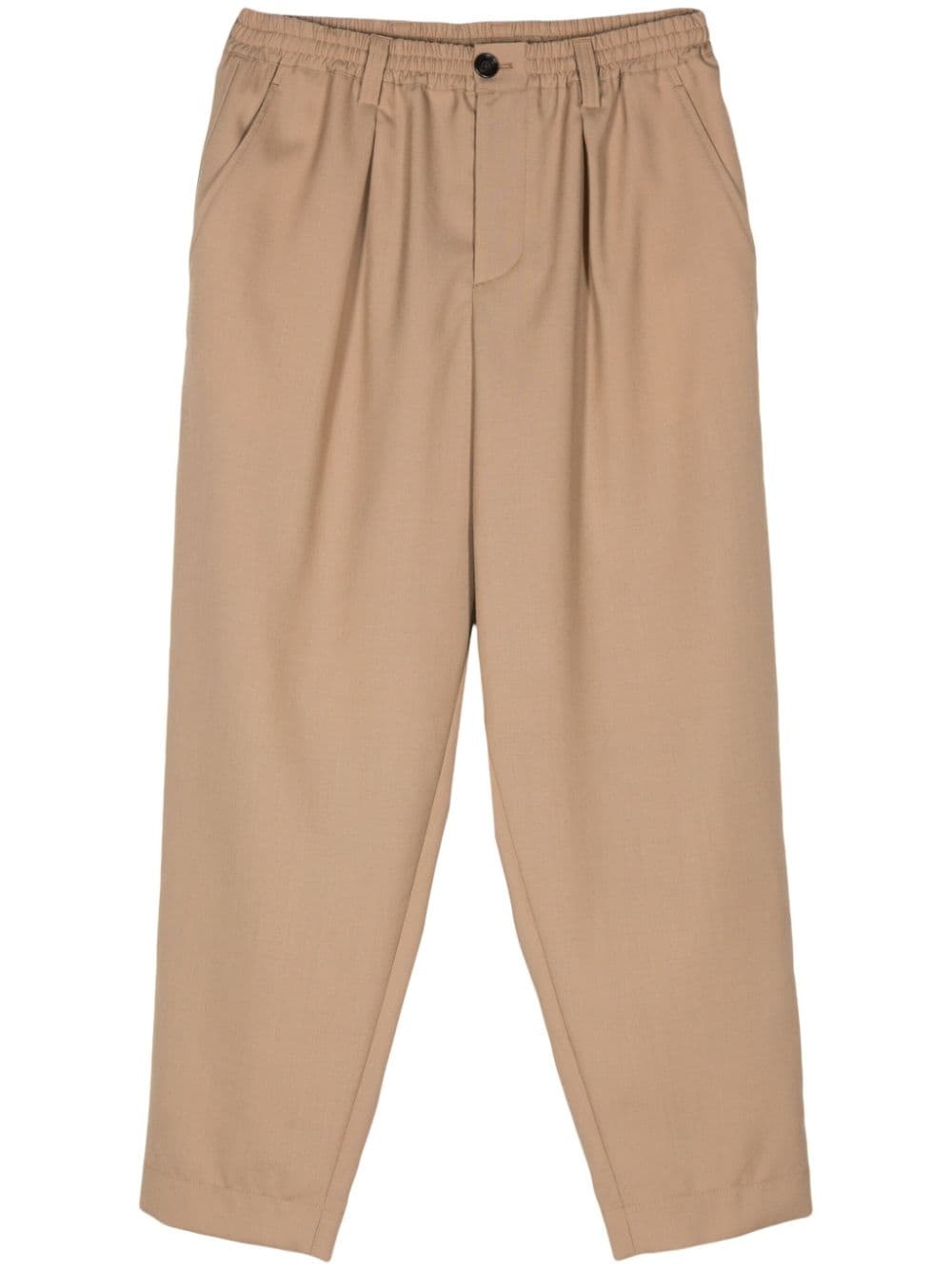 drawstring-waist virgin-wool trousers - 1