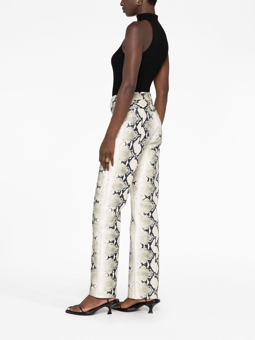 snakeskin-print leather trousers - 6