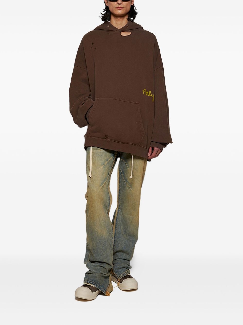 distressed drawstring jeans - 2