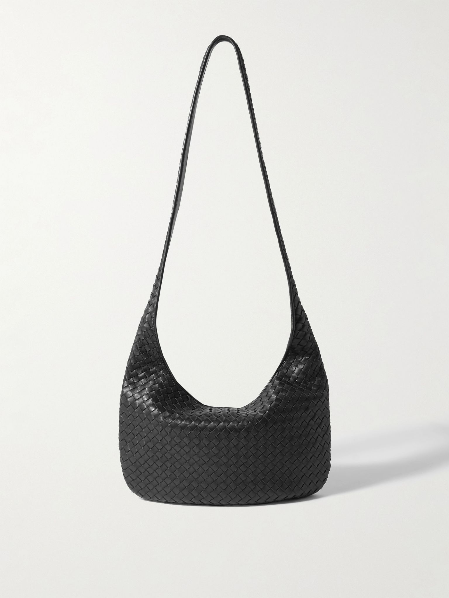 Intrecciato Leather Messenger Bag Black - 1