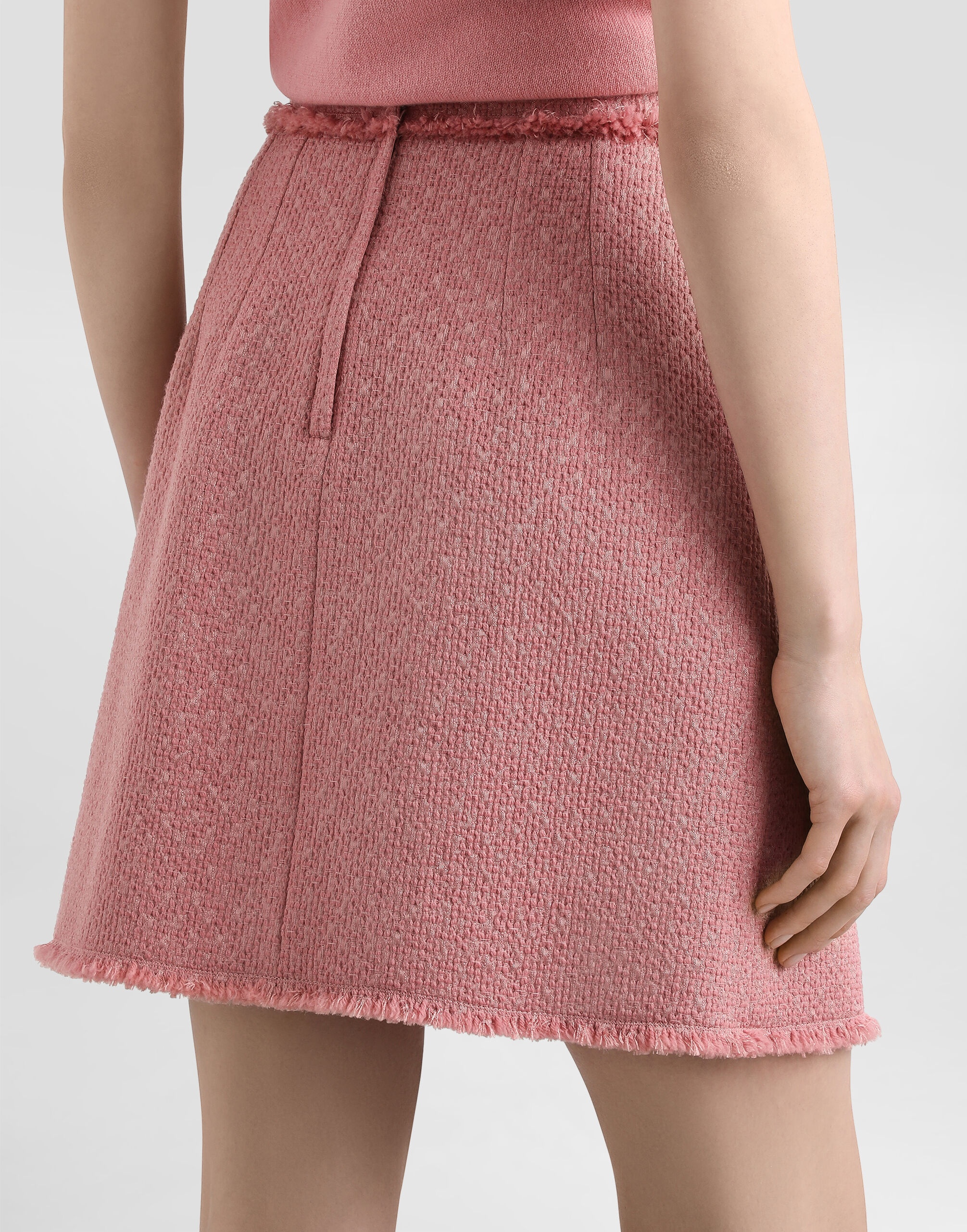 Short raschel tweed skirt with decorative DG logo buttons - 5