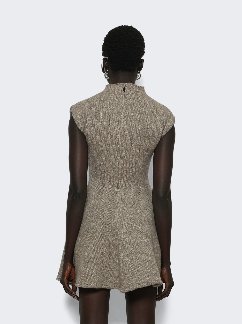 Knit Skater Dress Beige - 4
