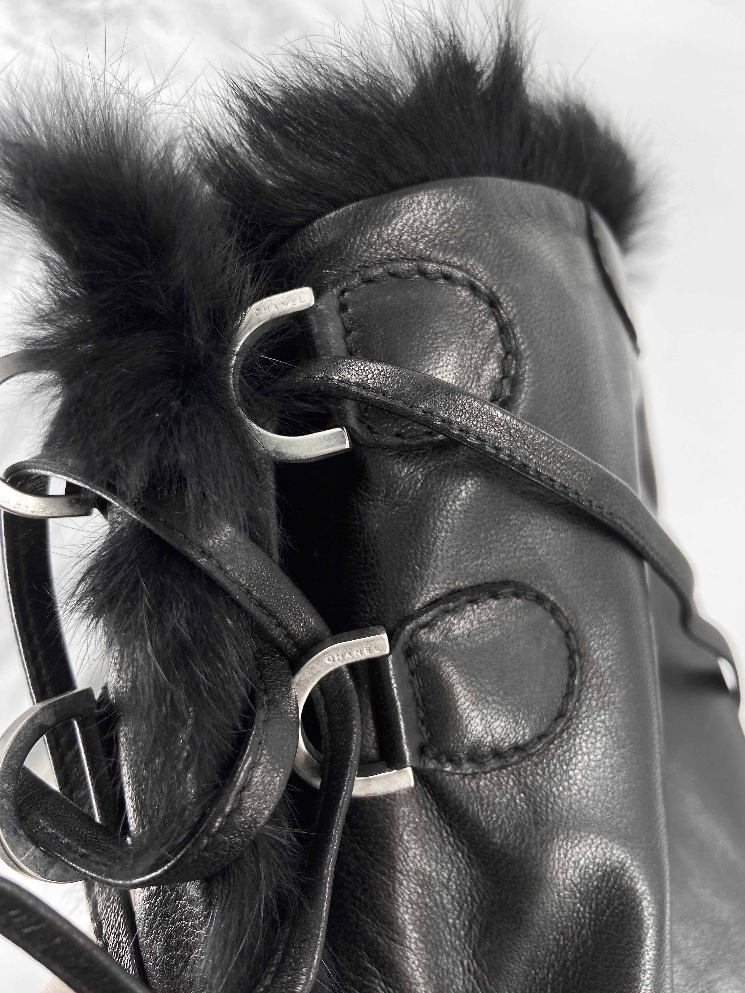 Chanel Fall 2006 Karl Lagerfeld Shearling Lambskin Wedge Long Boot 38 - 9