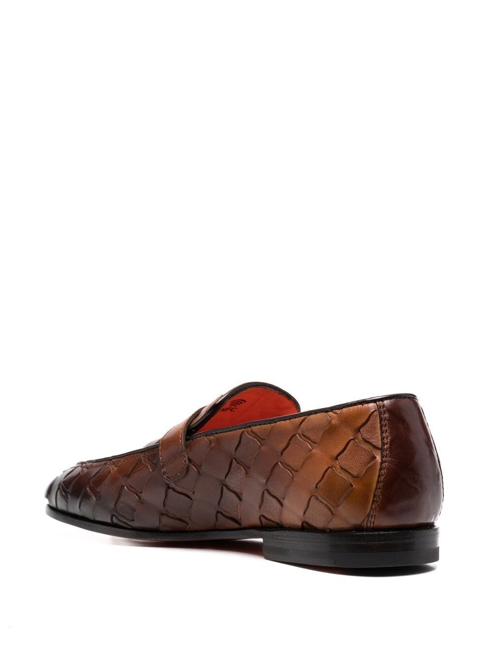 interwoven leather loafers - 3