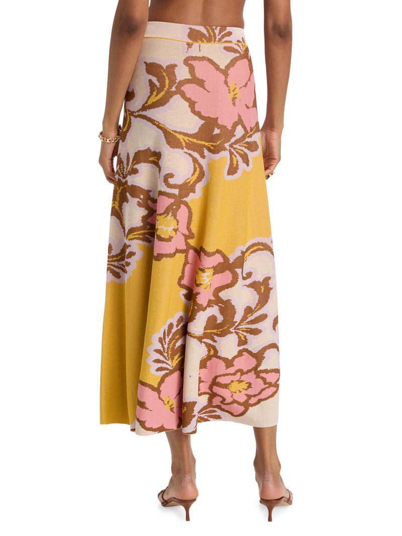 Women's Karma Floral Knit Maxi Skirt - Plumeria Wave Knit 5