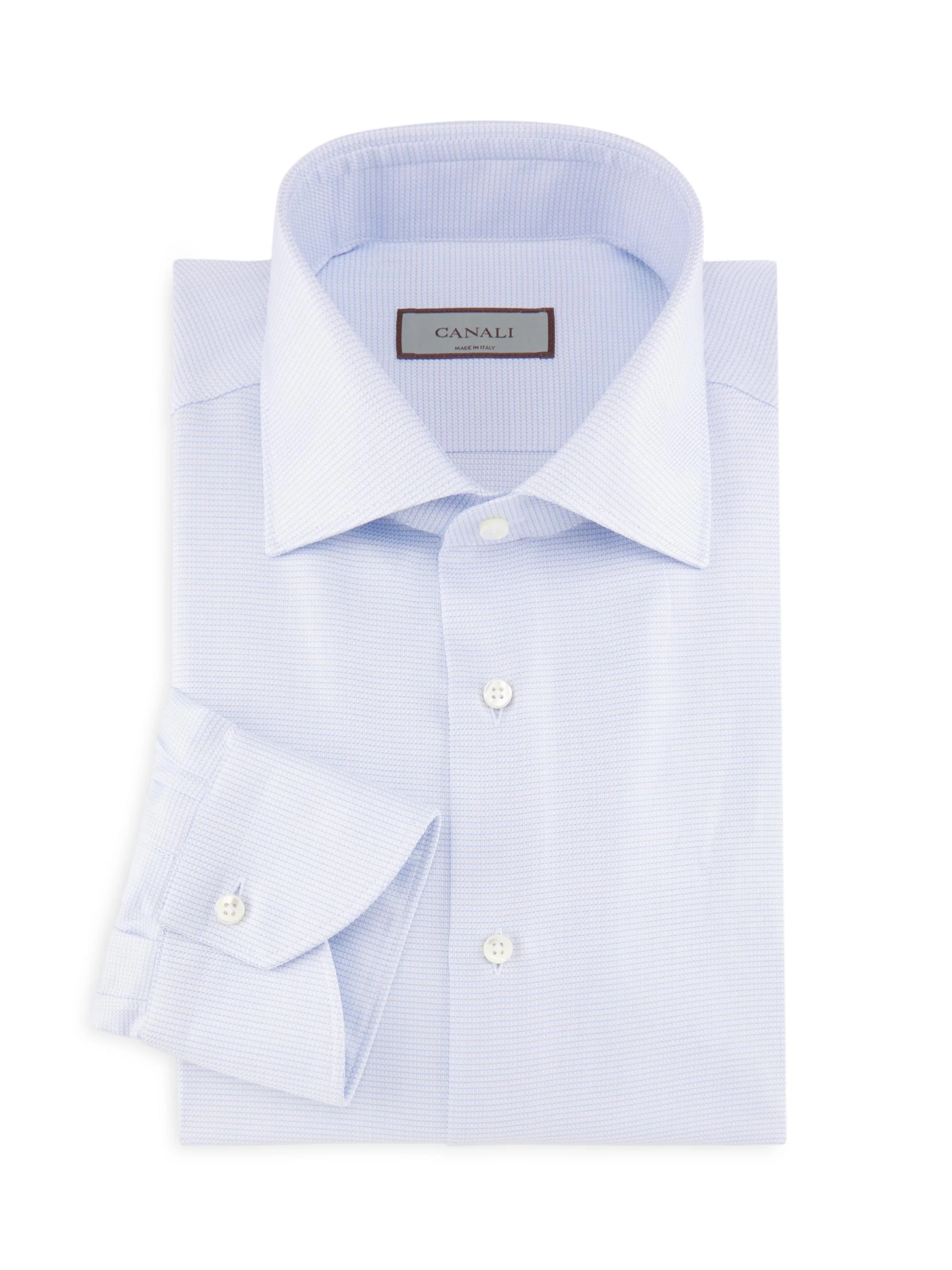 Men's Micro Houndstooth Cotton Dress Shirt - Light Blue - 1