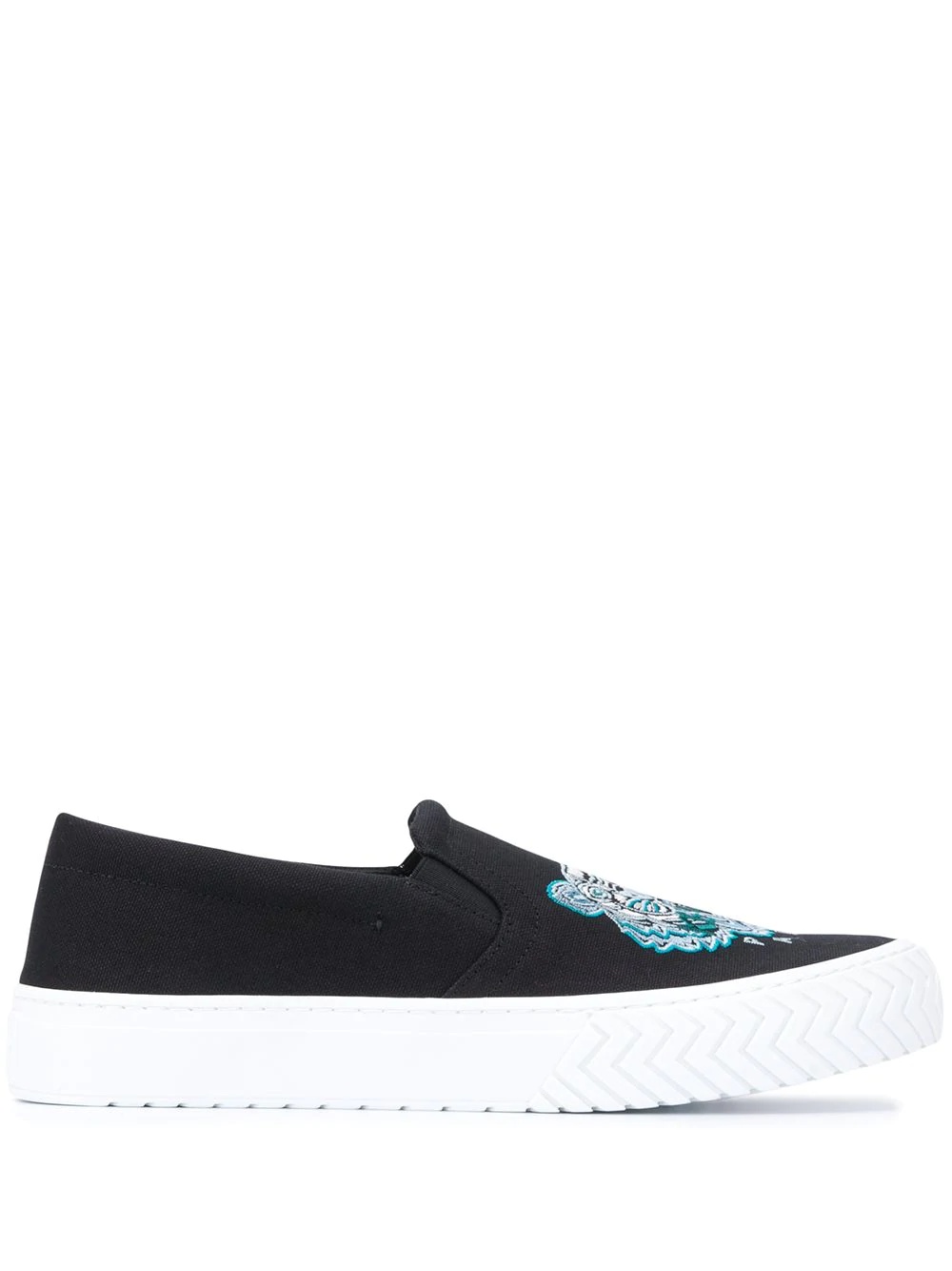 tiger embroidered motif slip-on trainers - 1