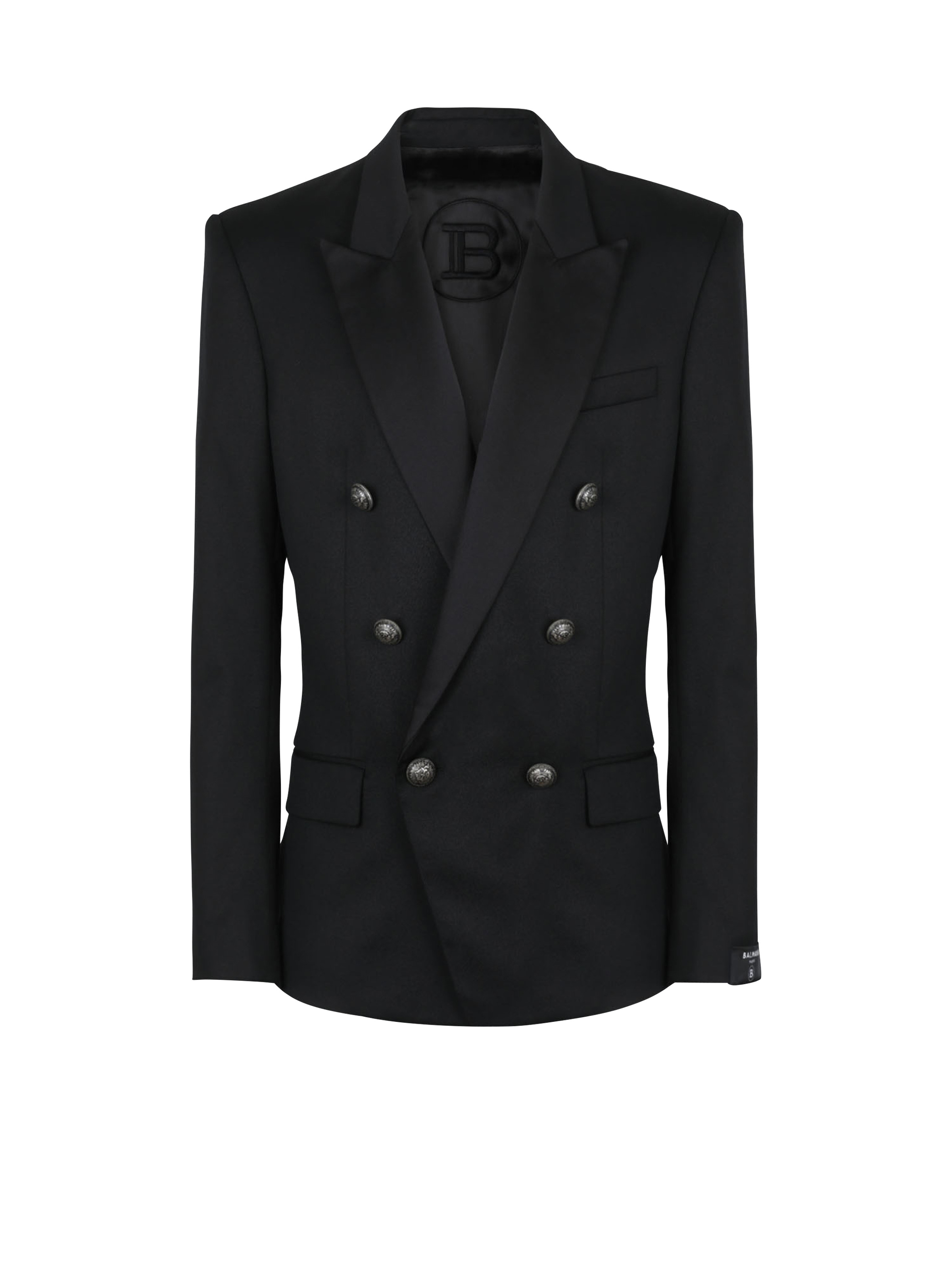Wool blazer with double-breasted silver-tone buttoned fastening - 1