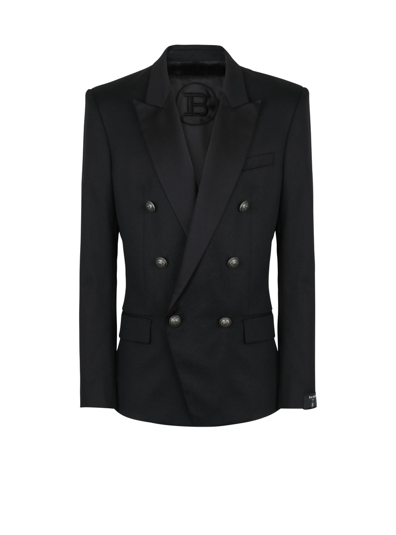 Wool blazer with double-breasted silver-tone buttoned fastening 1
