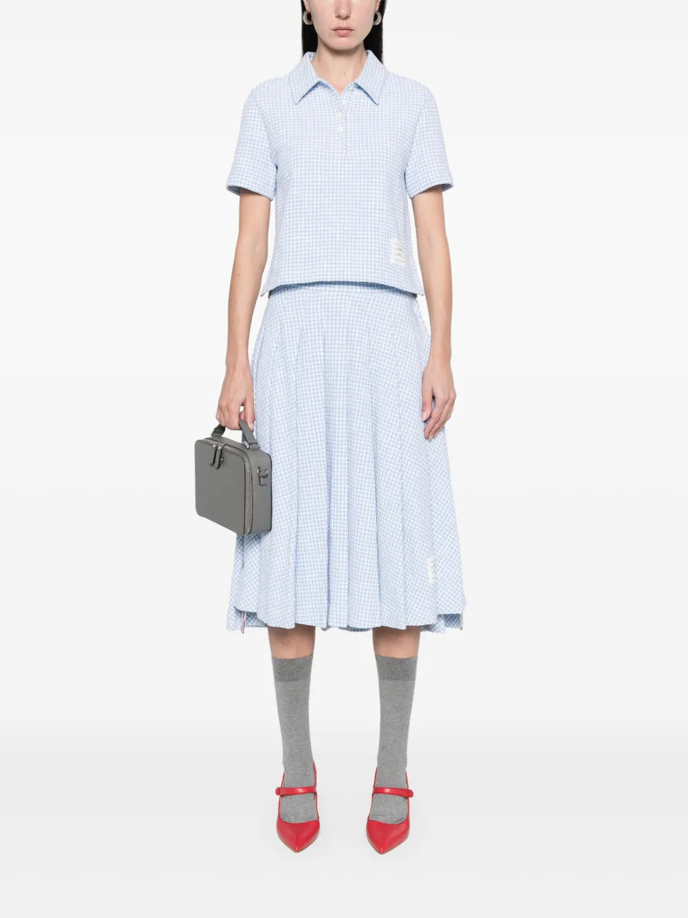 Short Sleeve Polo In Gingham Check - 2