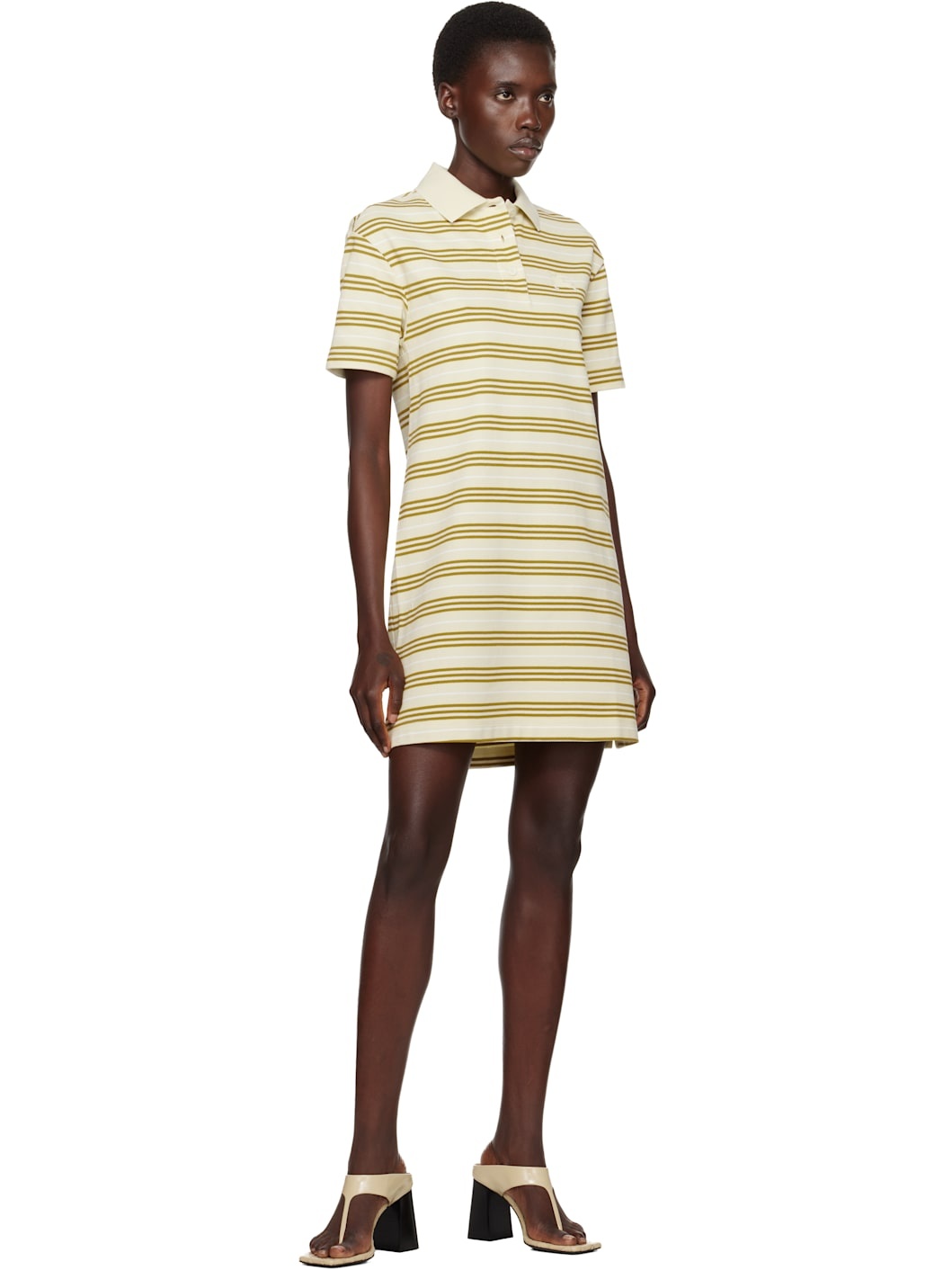 Yellow Striped Cotton Polo Minidress - 4
